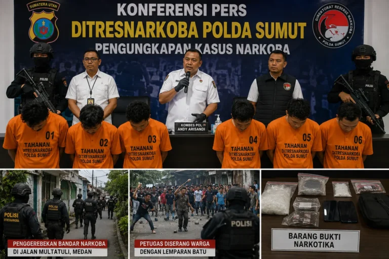 Enam provokator penyerang polisi saat penggerebekan bandar narkoba di Medan ditangkap Polda Sumut.