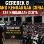 Polisi menggerebek 8 gudang kendaraan curian dan menyita 136 unit kendaraan hasil kejahatan.