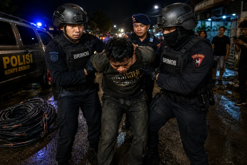 Pencuri Kabel di Medan ditangkap Brimob setelah menantang polisi saat ditegur