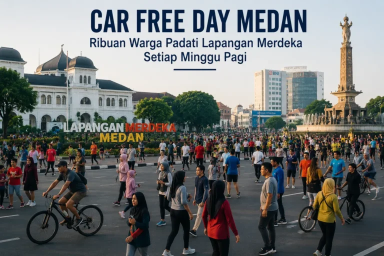 Car Free Day Medan di Lapangan Merdeka dipadati warga yang berolahraga dan bersepeda pada Minggu pagi