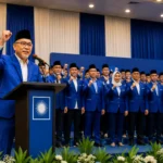 Ketum PAN Zulkifli Hasan saat pelantikan DPW dan DPD PAN Sumut di Deli Serdang dihadiri ribuan kader
