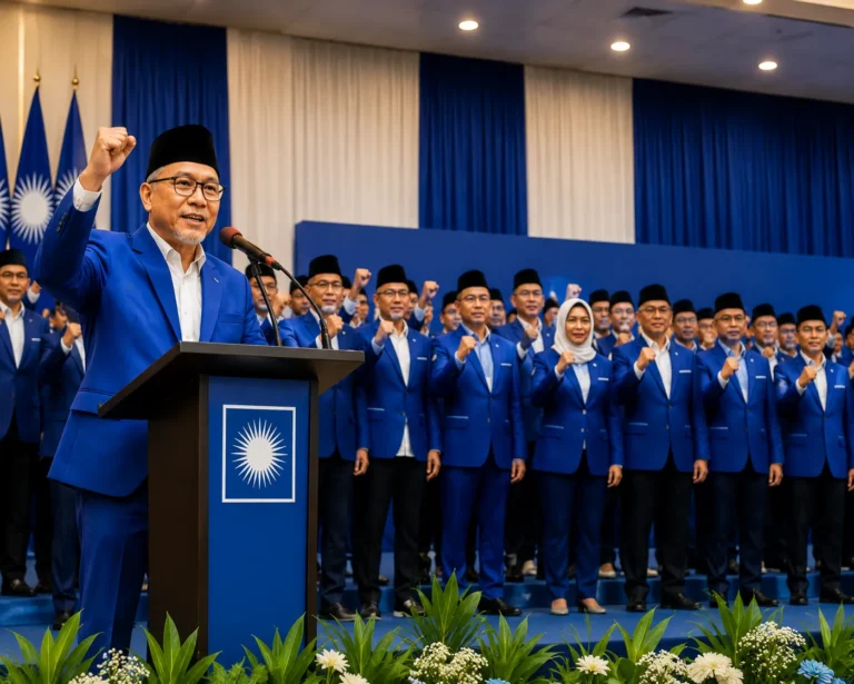 Ketum PAN Zulkifli Hasan saat pelantikan DPW dan DPD PAN Sumut di Deli Serdang dihadiri ribuan kader