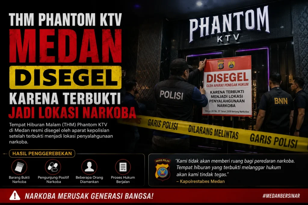 Phantom KTV Medan disegel Polrestabes Medan karena kasus narkoba dan pelanggaran izin usaha