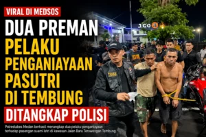 Polrestabes Medan menangkap dua preman pelaku penganiayaan terhadap pasangan suami istri di Jalan Baru Terowongan Tembung setelah video kejadian viral di media sosial.