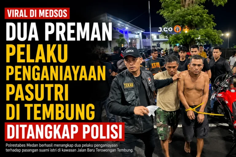 Polrestabes Medan menangkap dua preman pelaku penganiayaan terhadap pasangan suami istri di Jalan Baru Terowongan Tembung setelah video kejadian viral di media sosial.