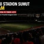 Lampu Stadion Sumut padam saat pertandingan Indonesia vs Timor Leste U-19 di Stadion Utama Sumatera Utara
