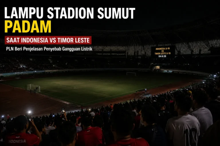 Lampu Stadion Sumut padam saat pertandingan Indonesia vs Timor Leste U-19 di Stadion Utama Sumatera Utara