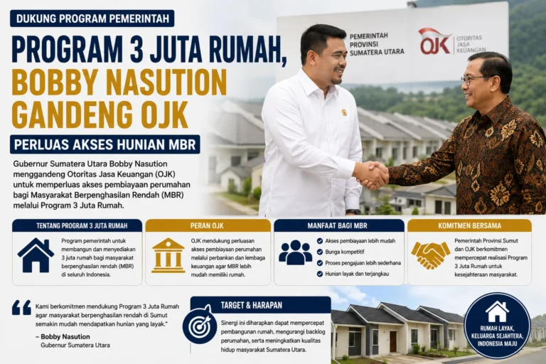 Program 3 Juta Rumah didukung Bobby Nasution dan OJK untuk memperluas akses hunian bagi masyarakat berpenghasilan rendah di Sumatera Utara.