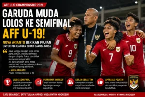 Nova Arianto memuji Garuda Muda setelah Timnas Indonesia U-19 berhasil lolos ke semifinal AFF U-19 dengan performa impresif sepanjang turnamen.