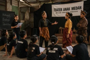 Teater Anak Medan saat anak-anak belajar sastra dan hikayat melalui pertunjukan teater