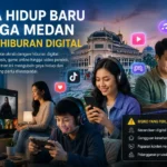 Gaya hidup baru warga Medan yang menikmati hiburan digital lewat streaming, game online, dan media sosial di era semua-online.