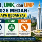 UMR UMK UMP Medan 2026 beserta penjelasan perbedaan upah minimum di Kota Medan dan Sumatera Utara.