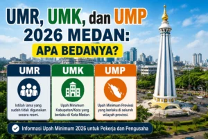 UMR UMK UMP Medan 2026 beserta penjelasan perbedaan upah minimum di Kota Medan dan Sumatera Utara.