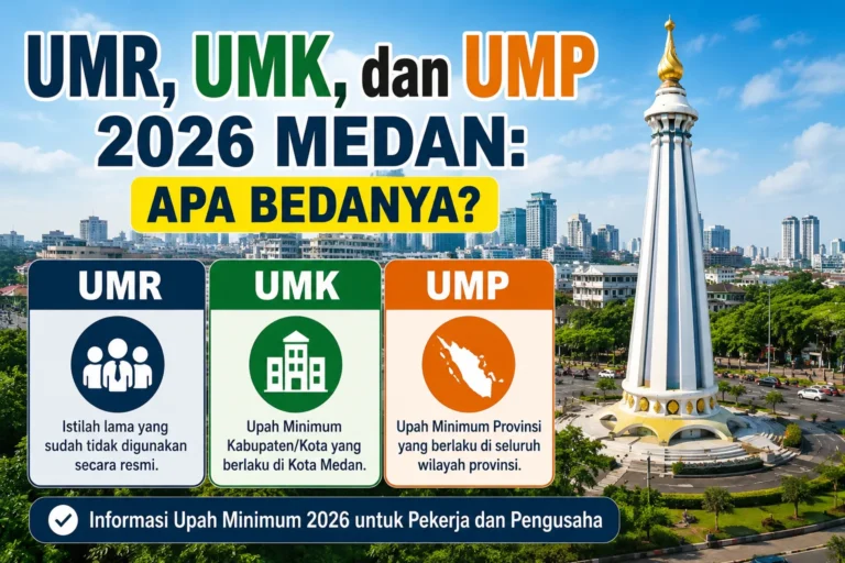 UMR UMK UMP Medan 2026 beserta penjelasan perbedaan upah minimum di Kota Medan dan Sumatera Utara.